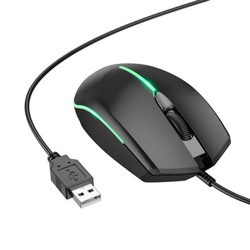 Проводная мышь Borofone Soaring game luminous wired mouse BG10 |1000dpi, 1.5m cord| (UPD) (black) 2215 фото