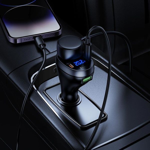 АЗП HOCO Correct cigarette lighter car charger Z61A |2Type-C/1USB/1DC, 60W, PD/QC| (UPD) Black 7153 фото