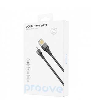 Кабель Proove Double Way Weft Micro USB 2.4A (1m) (EN) Black 3228 фото