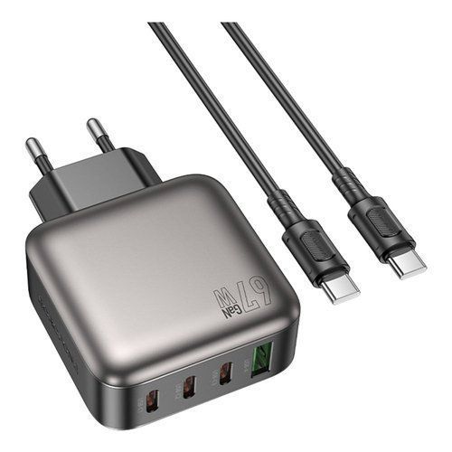 МЗП Borofone BAS57A 3USB-C/1USB PD/QC 67W GAN+Type-C to Type-C (MMA) Black 7204 фото