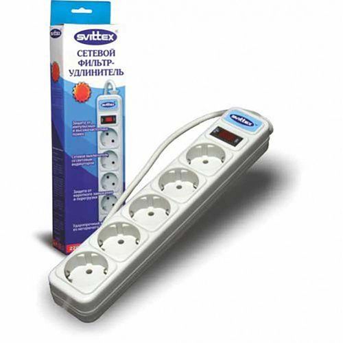 Мережевий фільтр Svittex SV-002, 5 гнізд, 3m (DS) White 2435 фото