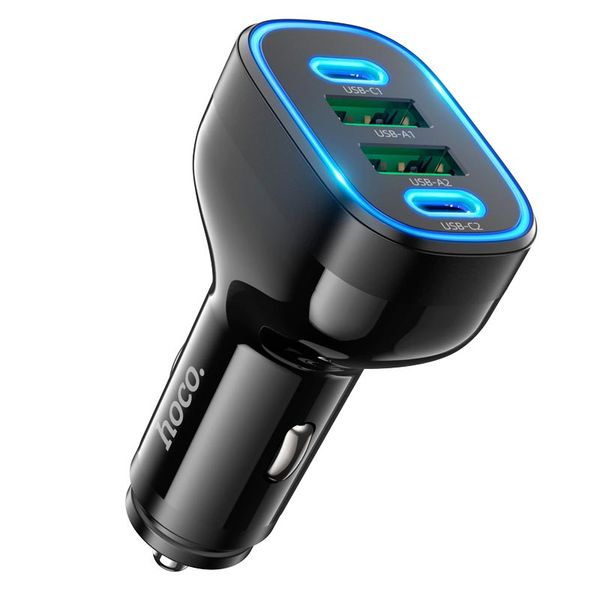 Адаптер автомобільний Hoco Guide car charger NZ11 |2USB/2Type-C, 72W/3A, PD/QC|(UPD) Black 1800 фото