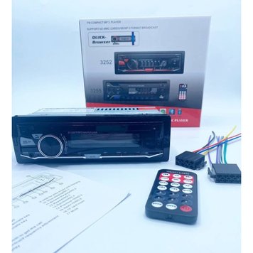 Автомагнітола Car Audio 3252 FM radio/MP3/Charging/Bluetooth/USB (GD) Black 3203 фото