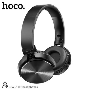 Бездротові навушники Hoco Foldable headphones DW01 (великі) |BT5.0, TF, AUX, 4Hours| (UPD) Black 2206 фото