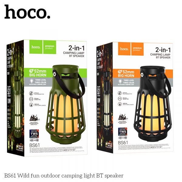 Портативна колонка HOCO BS61 Wild fun outdoor camping light BT speaker Magic black night (MM) Black 2896 фото