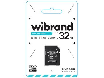 Карта пам'яті WIBRAND 32Gb class 10 microSDHC (UHS-1 U3) (adapter SD) (KT) 3165 фото