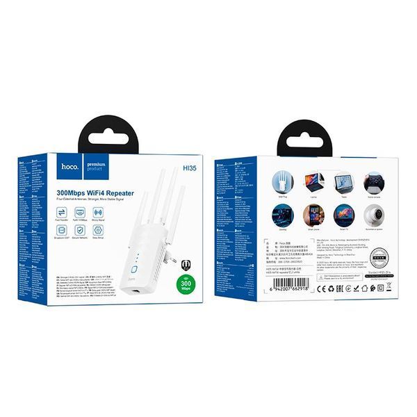 Усилитель WIFI Repeater HOCO HI35 WiFi4 |300Mbps| (UPD) White 7156 фото
