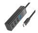 Hub адаптер Hoco Type-C Easy mix 4-in-1 converter HB25 |USB3.0+3*USB2.0| (UPD) Black 3746 фото 3
