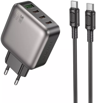 МЗП Borofone BAS57A 3USB-C/1USB PD/QC 67W GAN (MMA) Black 7107 фото