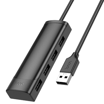 Hub адаптер Hoco Easy safety 4-in-1 Adapter HB41 |Type-C to USB2.0x4| |L=0.2M| (UPD) Black 5907 фото