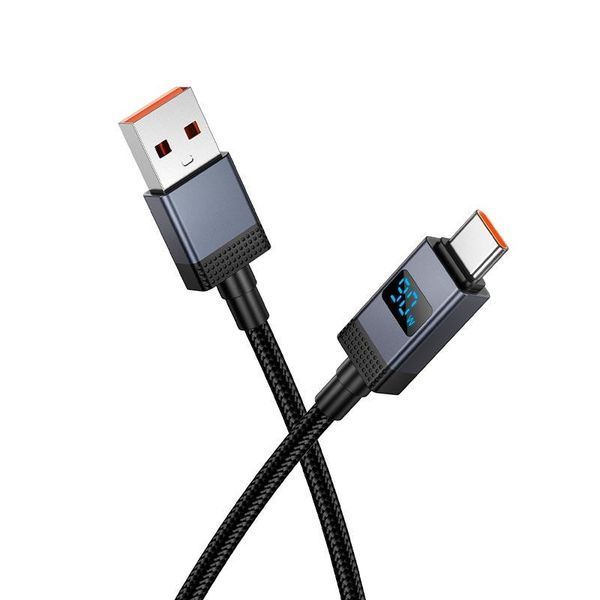 Кабель HOCO Type-C Generic charging data cable with display X118 |1m, 5A| (UPD) Black 7506 фото
