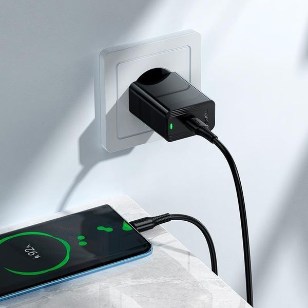 МЗП HOCO Leader single port charger CS93A |1 Type-C, 20W/3A, PD (UPD) Black 7357 фото