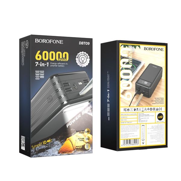 Портативна батарея Borofone DBT09 with ligt 60000 mAh Black 1562 фото