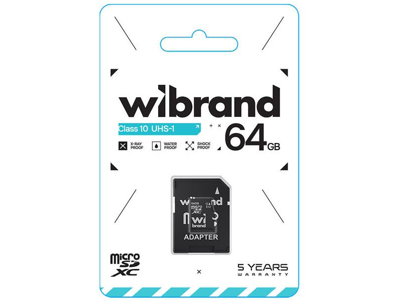 Карта памяти WIBRAND 64Gb class 10 microSDXC (UHS-1) (adapter SD) (KT) 3166 фото