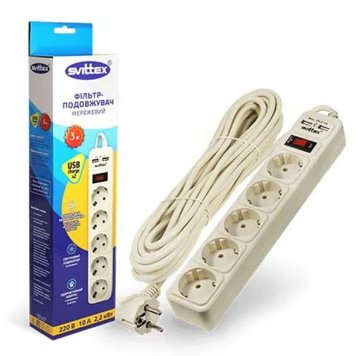 Мережевий фільтр Svittex SV-024 2xUSB 3m (DS) White 3401 фото