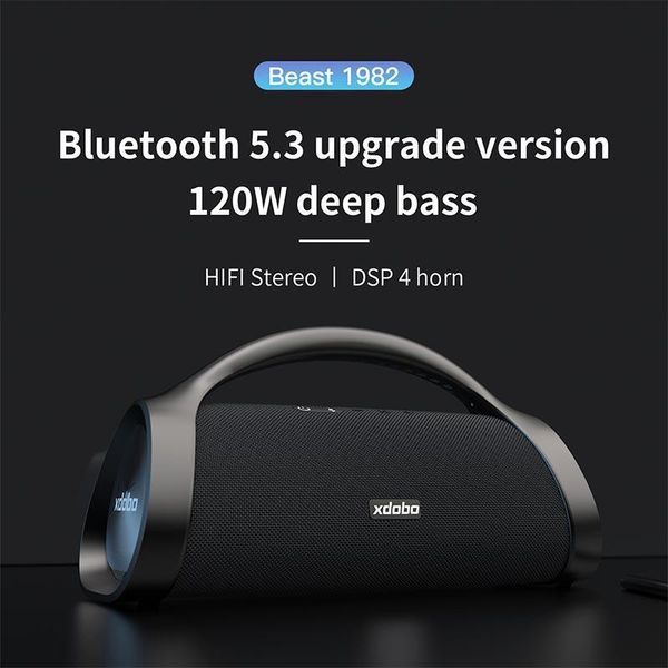 Акустика-караоке Xdobo Beast 1982 IPX7 |BT5.3, TWS, EQ, AUX/TF/USB, 120W, 10h| (PD) Black 6308 фото