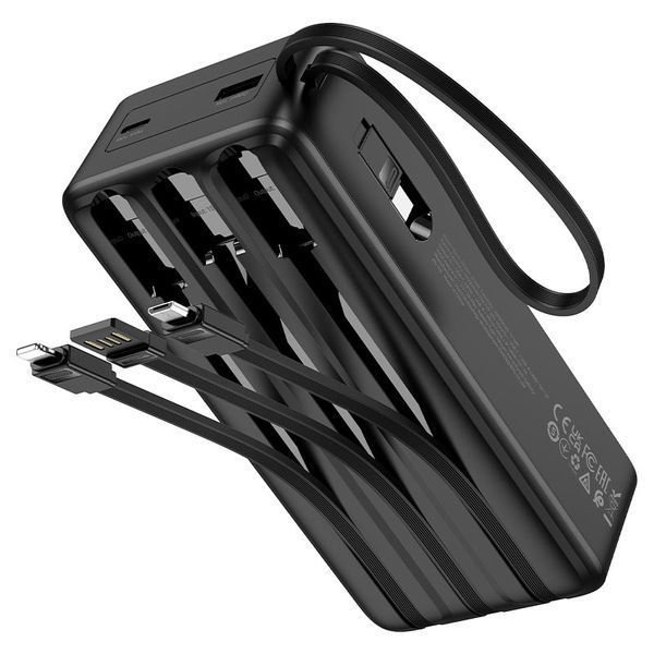 Портативна батарея HOCO Night tide power bank with 4 cables J146B 30000mAh |1USB/1Type-C, 2A| (UPD) Black 7408 фото