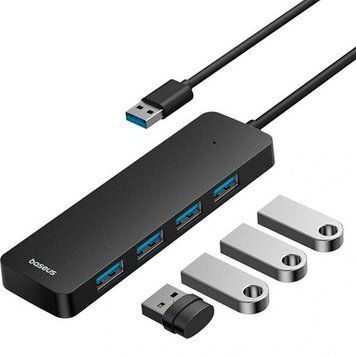 USB HUB Baseus UltraJoy Series 4-Port HUB Lite 50cm (USBA to USB3.0*4) (MM) Black B0005280B111-02 4302 фото