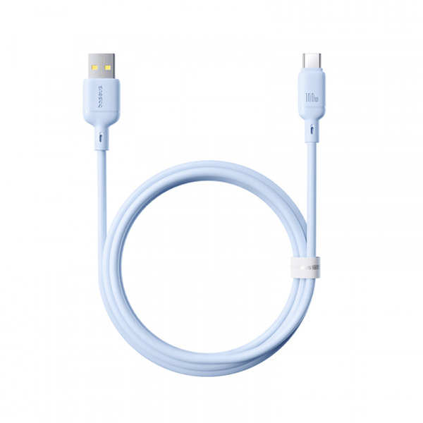 Кабель Baseus Silky Series USB to Type-C 100W 1m(Супер силикон) (ММ) Blue 6159 фото