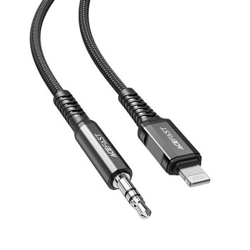 Кабель ACEFAST C1-06 Lightning to AUX 3.5mm aluminum alloy audio cable (KT) Black 2069 фото