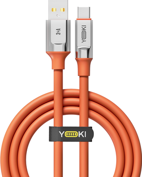 Кабель USB YOKI ULTRA YK-UL61 Type-C, 3A, 1.2m (MM) Orange 6010 фото