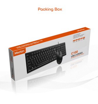 Набір Combo MeeTion 2in1 Keyboard / Mouse USB Corded MT-C100 RU/EN раскладки| (UPD) black 2512 фото