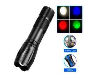 Ліхтар X10-4XPE LED(WHITE+RED+BLUE+GREEN), Li-Ion акумулятор, ЗУ microUSB, zoom (LUX) 3701 фото
