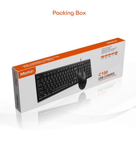 Набор Combo MeeTion 2in1 Keyboard / Mouse USB Corded MT-C100 RU/EN раскладки| (UPD) black 2512 фото