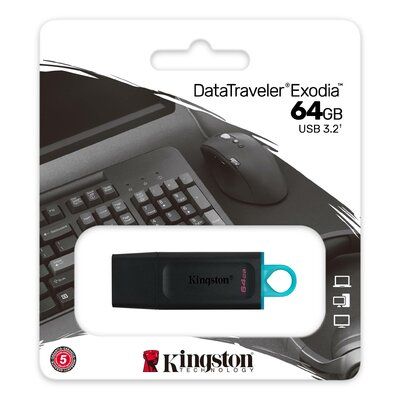 Flash Kingston USB 3.2 DT Exodia 64GB (KT) Black/Teal 1598 фото