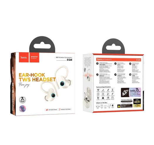 Безпроводные наушники HOCO Pure joy in-ear true wireless BT headset EQ8 |BT5.3, 7/42h| (UPD) White milk 7012 фото
