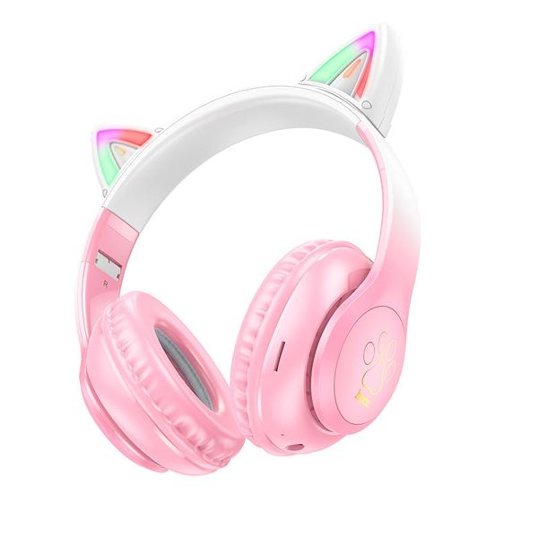 Бездротові навушники Hoco Cat ears BT headphones W42 |BT5.3, AUX/TF, 10h| (великі) (UPD) CHerry blossom 2261 фото