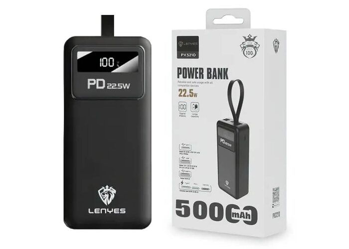 Портативна батарея LENYES PX521D 50000 mAh (LO) Black 3272 фото