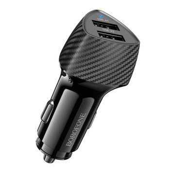 Адаптер автомобильный BOROFONE Solid dual-port car charger BZ31A | 2USB, 17W/3.4A Max| (UPD) Black 7213 фото
