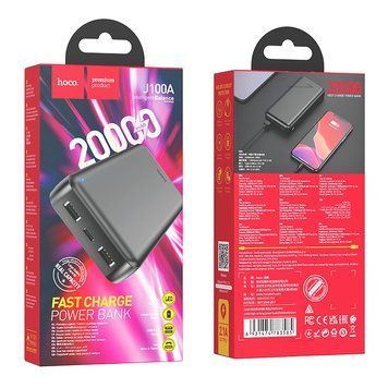 Портативна батарея HOCO J100A High-ranking power bank 20000mAh (MM) Black 5158 фото
