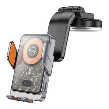 Тримач в машину Hoco Transparent Discovery Edition wireless fast charging Car holder(зарядка) (center console) HW8 |15W| (UPD) Black 2221 фото