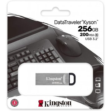 Flash Kingston USB 3.2 DT Kyson 256GB (KT) Silver/Black 1700 фото