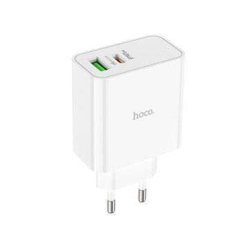 МЗП Hoco C113A Awesome PD65W dual port(1A1C) charger White 1546 фото