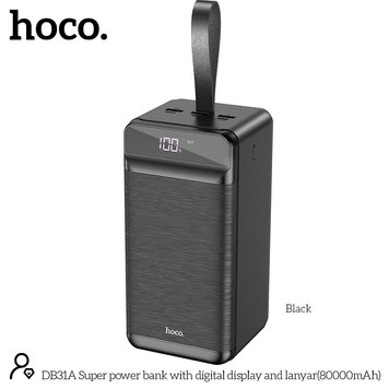 Портативная батарея Hoco DB31 60000mAh | 3USB/Type-C/Lightning, 2.1A| (UPD) (black) 1756 фото