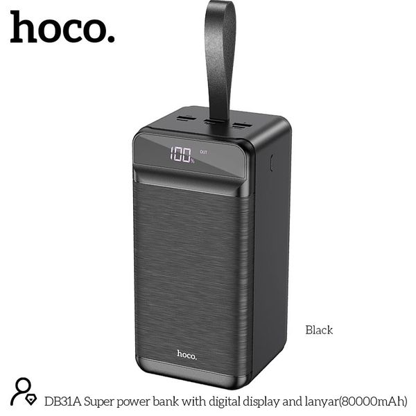 Портативна батарея Hoco DB31 60000mAh |3USB/Type-C/Lightning, 2.1A| (UPD) (black) 1756 фото