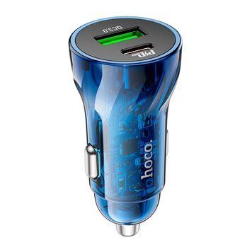 Адаптер автомобильный Hoco Transparent Discovery Edition Z47A Dual port |1USB/1Type-C, QC/PD, 30W/3A| (UPD) Black 1816 фото