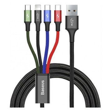 Кабель Baseus Fast 4-in-1 Cable For iP(2)+Type-C+Micro 3.5A 1.2m Black 7016 фото