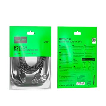 Кабель HOCO Cutting-edge HDTV 2.0 male-to-male 4K HD data cable US09 (L=2M) (UPD) Black 2832 фото