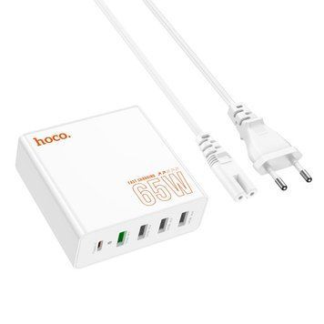 МЗП HOCO C114A Vision PD65W five-port(1C4A) charger (KT) White 1704 фото