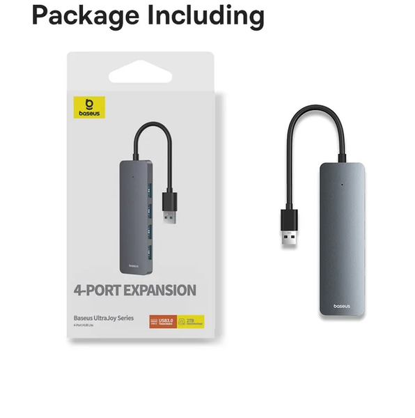 HUB Baseus UltraJoy Series 4-Port HUB Lite 15cm (USBA to USB3.0*4+ Type-C) (MM) Grey 5966 фото