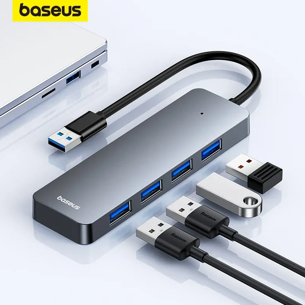 HUB Baseus UltraJoy Series 4-Port HUB Lite 15cm (USBA to USB3.0*4+ Type-C) (MM) Grey 5966 фото
