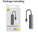 HUB Baseus UltraJoy Series 4-Port HUB Lite 15cm (USBA to USB3.0*4+ Type-C) (MM) Grey 5966 фото 4