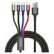 Кабель Baseus Fast 4-in-1 Cable For iP(2)+Type-C+Micro 3.5A 1.2m Black 7016 фото 1