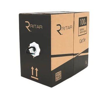 Кабель кручена пара КНПЕ FTP (4 * 2 * 0.51) 4p 24 AWG, Ritar, (CCA), ізоляція ПЕ, екран для зовн. робіт, 100м, (DCL) Black 4007 фото