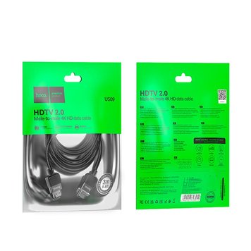 Кабель HOCO Cutting-edge HDTV 2.0 male-to-male 4K HD data cable US09 (L=3M) (UPD) Black 2585 фото