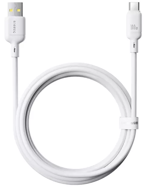 Кабель Baseus Silky Series USB to Type-C 100W 1m(Супер силікон) (ММ) White 5714 фото